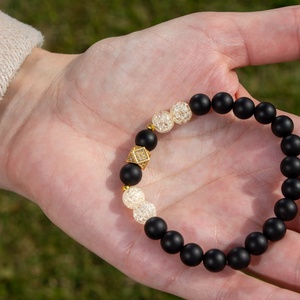 Matt ónix cirkónia karkötő - ékszer - karkötő - charm karkötő - Meska.hu