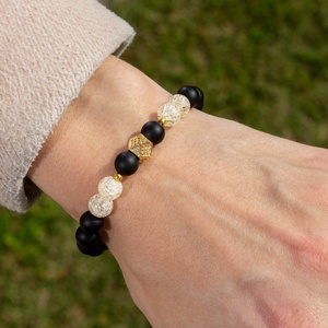 Matt ónix cirkónia karkötő - ékszer - karkötő - charm karkötő - Meska.hu