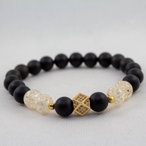 Matt ónix cirkónia karkötő, Ékszer, Karkötő, Charm karkötő, Gyöngyfűzés, gyöngyhímzés, MESKA