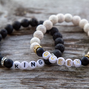 QUEEN és KING karkötő, Ékszer, Karkötő, Gyöngyös karkötő, Gyöngyfűzés, gyöngyhímzés, MESKA