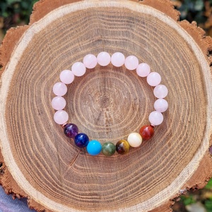 7 csakra karkötő rózsakvarccal - ékszer - karkötő - ásványkarkötő - Meska.hu