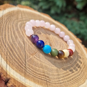 7 csakra karkötő rózsakvarccal - ékszer - karkötő - ásványkarkötő - Meska.hu