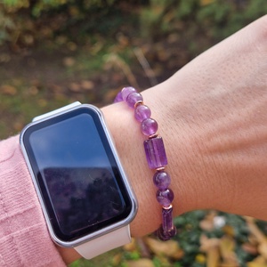 Lila harmónia ametiszt karkötő - ékszer - karkötő - ásványkarkötő - Meska.hu