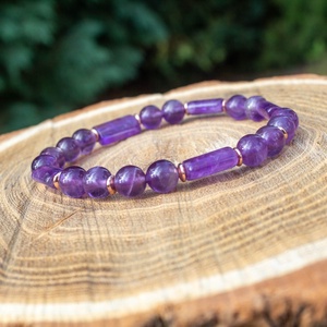 Lila harmónia ametiszt karkötő - ékszer - karkötő - ásványkarkötő - Meska.hu