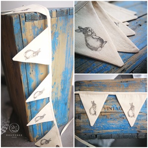  Z á sz l ó f ü z é r - natúr tavaszi nyuszis girland dekoráció  - otthon & életmód - dekoráció - fali és függő dekoráció - függődísz - Meska.hu