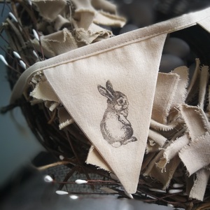  Z á sz l ó f ü z é r - natúr tavaszi nyuszis girland dekoráció  - otthon & életmód - dekoráció - fali és függő dekoráció - függődísz - Meska.hu