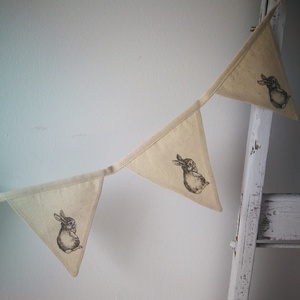  Z á sz l ó f ü z é r - natúr tavaszi nyuszis girland dekoráció  - otthon & életmód - dekoráció - fali és függő dekoráció - függődísz - Meska.hu