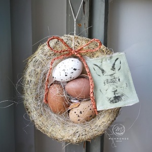Pasztell tojásfészek dekoráció - 20 cm - Meska.hu