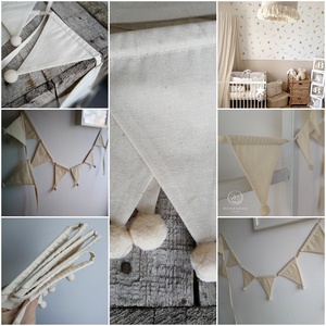 Textil girland dekoráció, 8 db húzogatható zászlóval - otthon & életmód - dekoráció - fali és függő dekoráció - függődísz - Meska.hu