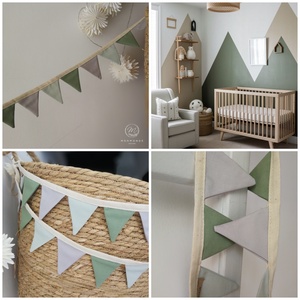 Zászlófüzér, Textil Girland Dekoráció, Babaszoba Dekor, MINI Háromszög Zászló, Otthon & Életmód, Dekoráció, Fali és függő dekoráció, Girland, zászlófűzér, Varrás, MESKA