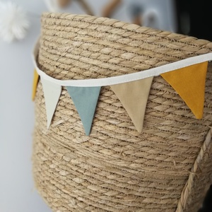 Zászlófüzér, Textil Girland Dekoráció, Babaszoba Dekor, MINI Háromszög Zászló, Otthon & Életmód, Dekoráció, Fali és függő dekoráció, Girland, zászlófűzér, Varrás, MESKA