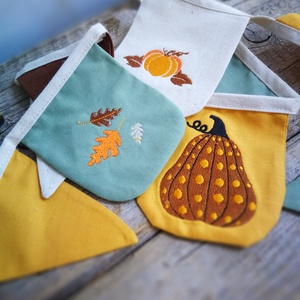 Őszi Zászlófüzér, Textil Girland Dekoráció, Halloween Dekor - otthon & életmód - dekoráció - fali és függő dekoráció - girland, zászlófűzér - Meska.hu