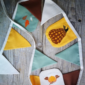Őszi Zászlófüzér, Textil Girland Dekoráció, Halloween Dekor, Otthon & Életmód, Dekoráció, Fali és függő dekoráció, Girland, zászlófűzér, Varrás, Hímzés, MESKA