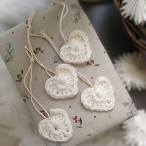 Fehér szív alakú függődísz szett  10 darabos, Karácsony, Karácsonyi lakásdekoráció, Karácsonyfadíszek, Varrás, Decoupage, transzfer és szalvétatechnika, MESKA