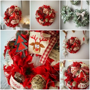 Textil karácsonyi kopogtató  limitált, egyedi ajtódísz, 22 cm - karácsony - karácsonyi lakásdekoráció - karácsonyi ajtódíszek - Meska.hu