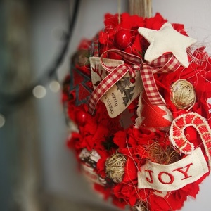 Textil karácsonyi kopogtató  limitált, egyedi ajtódísz, 22 cm - karácsony - karácsonyi lakásdekoráció - karácsonyi ajtódíszek - Meska.hu