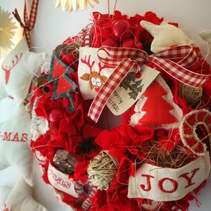 Textil karácsonyi kopogtató  limitált, egyedi ajtódísz, 22 cm - karácsony - karácsonyi lakásdekoráció - karácsonyi ajtódíszek - Meska.hu