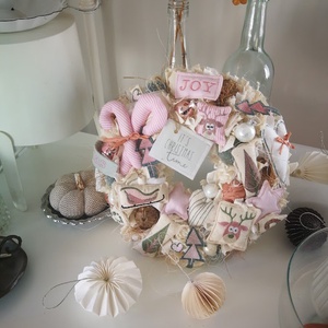 Textil karácsonyi kopogtató  limitált, egyedi ajtódísz, 28 cm - Meska.hu