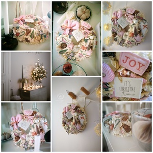 Textil karácsonyi kopogtató  limitált, egyedi ajtódísz, 28 cm - karácsony - karácsonyi lakásdekoráció - karácsonyi ajtódíszek - Meska.hu