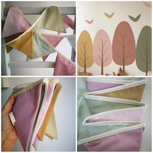 Zászlófüzér, Textil Girland Dekoráció, Babaszoba Dekor, Háromszög Zászló - Meska.hu