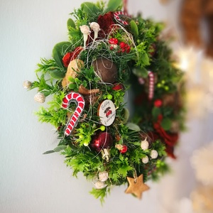 Kézműves karácsonyi kopogtató  hagyományos téli ajtódísz - Meska.hu