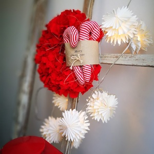 Textil karácsonyi kopogtató cukorpálcával - piros, 22 cm - karácsony - karácsonyi lakásdekoráció - karácsonyi ajtódíszek - Meska.hu