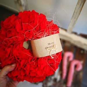 Textil karácsonyi kopogtató cukorpálcával - piros, 22 cm - karácsony - karácsonyi lakásdekoráció - karácsonyi ajtódíszek - Meska.hu