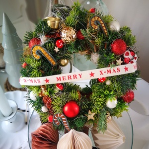 Kézműves karácsonyi kopogtató � hagyományos téli ajtódísz, 23 cm - karácsony - karácsonyi lakásdekoráció - karácsonyi ajtódíszek - Meska.hu