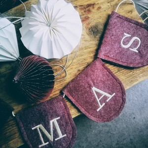 Karácsonyi  girland dekoráció, feliratos füzér  - karácsony - karácsonyi lakásdekoráció - karácsonyi girland, boa - Meska.hu