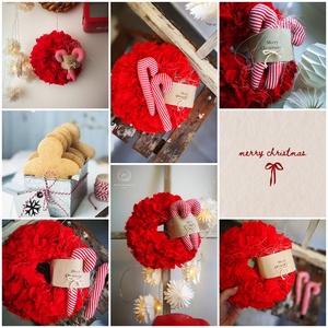 Textil karácsonyi kopogtató cukorpálcával - piros, 22 cm - karácsony - karácsonyi lakásdekoráció - karácsonyi ajtódíszek - Meska.hu