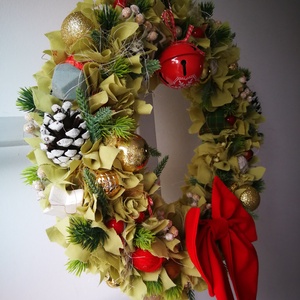 Kézműves ünnepi koszorú - klasszikus hangulatban, 38 cm - karácsony - karácsonyi lakásdekoráció - karácsonyi ajtódíszek - Meska.hu