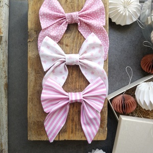 Textil masni dekoráció, rózsaszín - 3 darabos szett - karácsony - karácsonyi lakásdekoráció - karácsonyfadíszek - Meska.hu