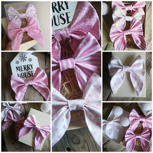 Textil masni dekoráció, rózsaszín - 3 darabos szett - karácsony - karácsonyi lakásdekoráció - karácsonyfadíszek - Meska.hu