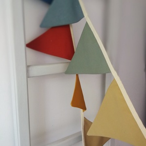 Zászlófüzér, Textil Girland Dekoráció, Babaszoba Dekor, Háromszög Zászló, Otthon & Életmód, Babaszoba, gyerekszoba, Babaszoba dekoráció, Varrás, MESKA