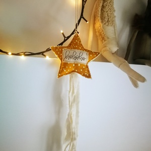 Bohém kézműves csillag dekoráció - karácsony - karácsonyi lakásdekoráció - karácsonyfadíszek - Meska.hu