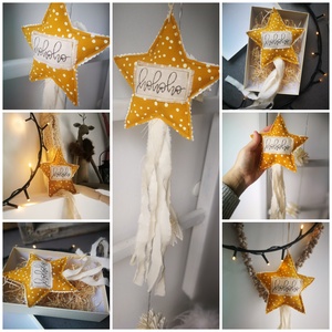 Bohém kézműves csillag dekoráció - karácsony - karácsonyi lakásdekoráció - karácsonyfadíszek - Meska.hu