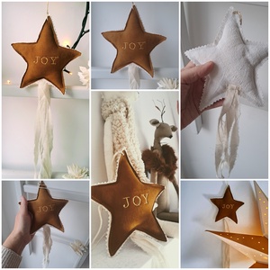 Bohém kézműves csillag dekoráció, Karácsony, Karácsonyi lakásdekoráció, Karácsonyfadíszek, Varrás, MESKA