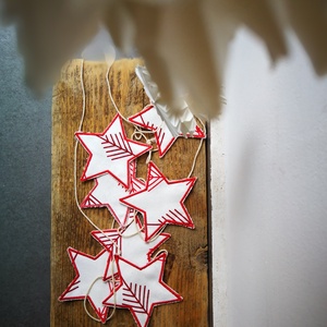 Karácsonyi textil csillag dekorációs girland  - Meska.hu