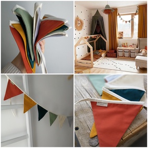 Zászlófüzér, Textil Girland Dekoráció, Babaszoba Dekor, Háromszög Zászló - Meska.hu