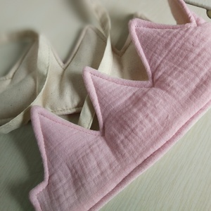 Textil korona, fejdísz LIMITÁLT - rózsaszín, duplagéz anyag - Meska.hu