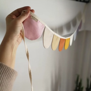 Zászlófüzér, Textil Girland Dekoráció, Babaszoba Dekor, Félkör Zászló, Otthon & Életmód, Dekoráció, Fali és függő dekoráció, Girland, zászlófűzér, Varrás, MESKA