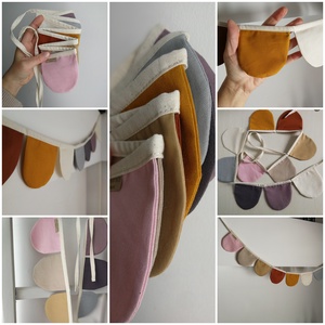 Zászlófüzér, Textil Girland Dekoráció, Babaszoba Dekor, Félkör Zászló - otthon & életmód - dekoráció - fali és függő dekoráció - girland, zászlófűzér - Meska.hu