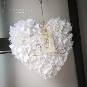 Textilszálas szív dekoráció - fehér/bézs színben - otthon & életmód - dekoráció - ajtó- és ablak dekoráció - ajtódísz & kopogtató - Meska.hu