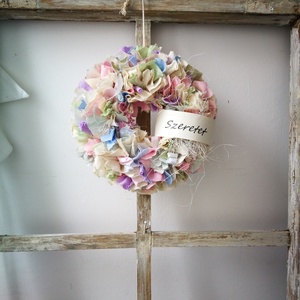 Textilszálas dekoráció, kopogtató, köszönőajándék - 20 cm  - otthon & életmód - dekoráció - ajtó- és ablak dekoráció - ajtódísz & kopogtató - Meska.hu