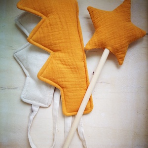 Varázspálcás korona szett � új fazon, mustársárga duplagéz anyag, Játék & Sport, Szerepjáték, Varrás, MESKA