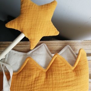 Varázspálcás korona szett � új fazon, mustársárga duplagéz anyag - játék & sport - szerepjáték - Meska.hu