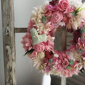 Pasztell tavaszi dekoráció, kopogtató - 32 cm  - otthon & életmód - dekoráció - ajtó- és ablak dekoráció - ajtódísz & kopogtató - Meska.hu