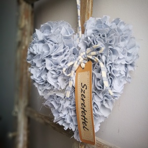 Textilszálas szív dekoráció, köszönőajándék - világoskék színben, Otthon & Életmód, Dekoráció, Ajtó- és ablak dekoráció, Ajtódísz & Kopogtató, , MESKA