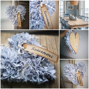 Textilszálas szív dekoráció, köszönőajándék - világoskék színben - otthon & életmód - dekoráció - ajtó- és ablak dekoráció - ajtódísz & kopogtató - Meska.hu