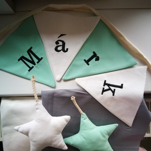 Zászlófüzér, Textil Girland Dekoráció, Babaszoba Dekor, Háromszög Zászló - Meska.hu